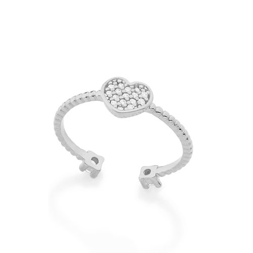 ANEL SKINNY RING BANHADO A RHODIUM COM CORAÇÃO