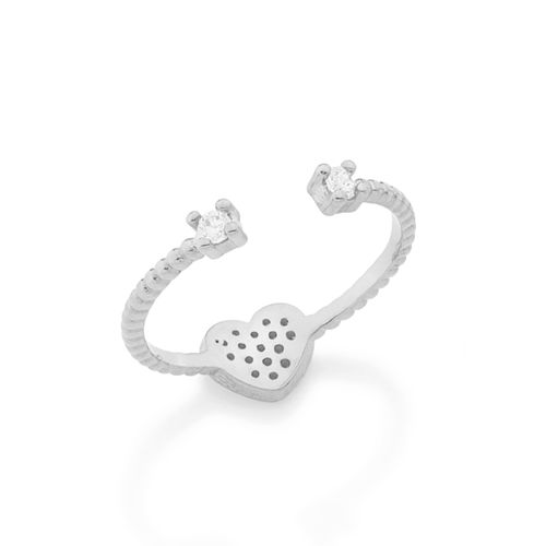 ANEL SKINNY RING BANHADO A RHODIUM COM CORAÇÃO