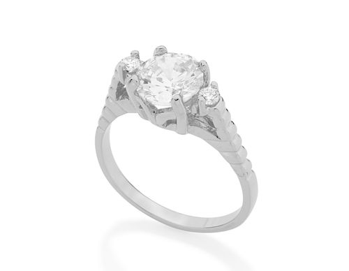 ANEL SOLITÁRIO BANHADO A OURO 18K COM ZIRCÔNIAS