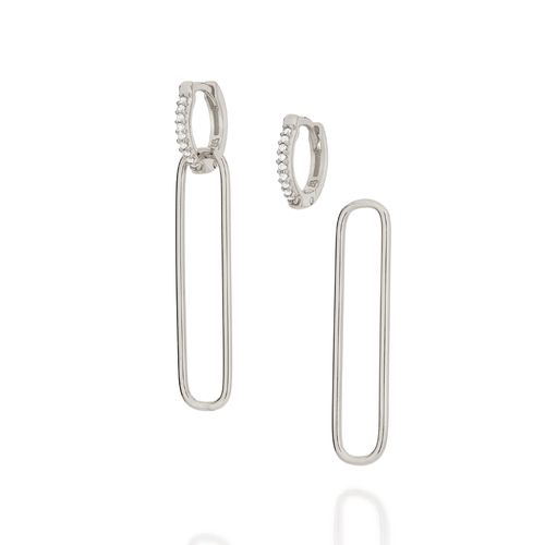 BRINCO ARGOLA 2 EM 1 BANHADO A RHODIUM