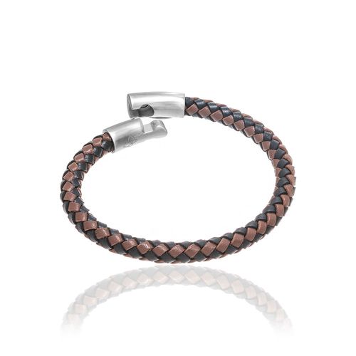 PULSEIRA EM AÇO E COURO 18K SINTÉTICO