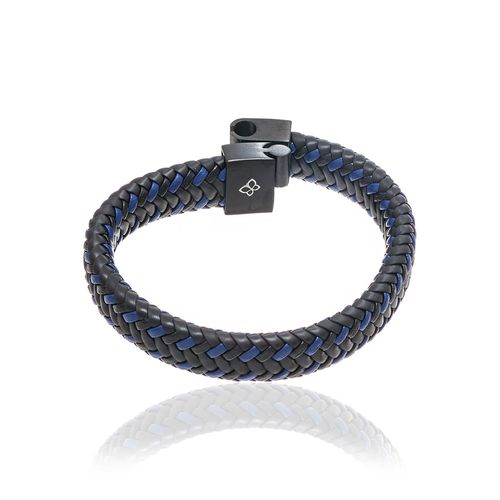 PULSEIRA EM AÇO E COURO 18K SINTÉTICO