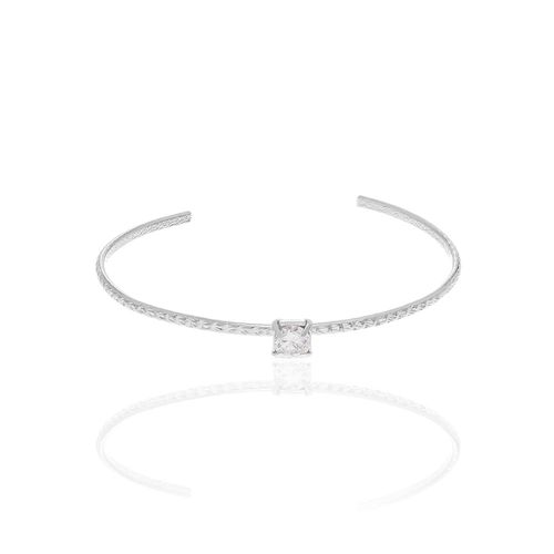 PULSEIRA BANHADA A RHODIUM COM ZIRCÔNIA.