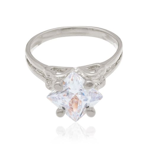 ANEL SOLITÁRIO BANHADO A RHODIUM COM ZIRCÔNIA