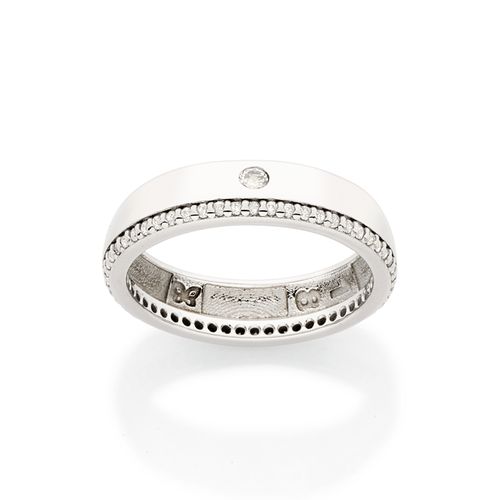 ALIANÇA BANHADA A PLATINA COM ZIRCÔNIAS