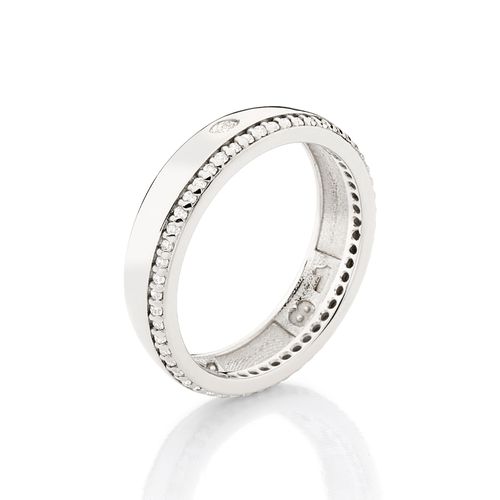 ALIANÇA BANHADA A PLATINA COM ZIRCÔNIAS