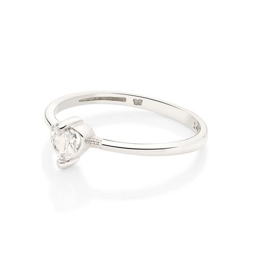 ANEL SOLITÁRIO CORAÇÃO BANHADO A PLATINA