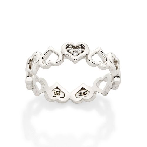 ANEL CORAÇÕES BANHADO A PLATINA COM ZIRCÔNIAS