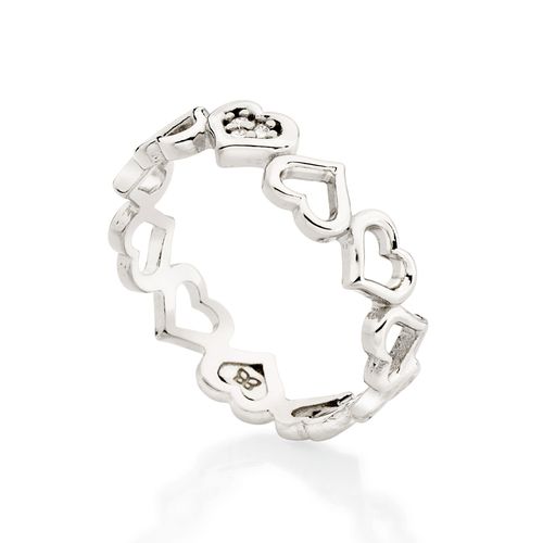 ANEL CORAÇÕES BANHADO A PLATINA COM ZIRCÔNIAS