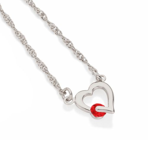 CORDÃO BANHADO A RHODIUM COM CORAÇÃO