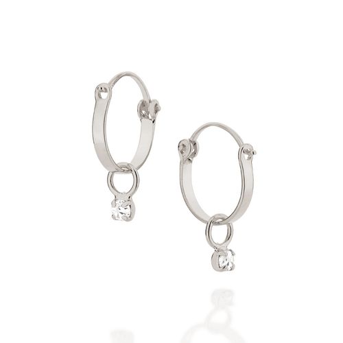 BRINCO ARGOLA BANHADO A RHODIUM COM CRISTAL