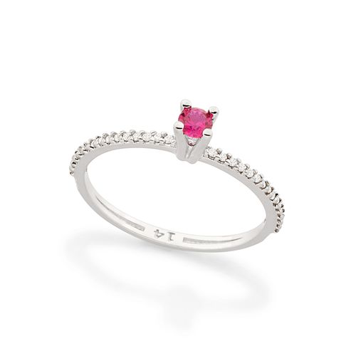 ANEL SOLITÁRIO COM ZIRCÔNIAS BANHADO A RHODIUM