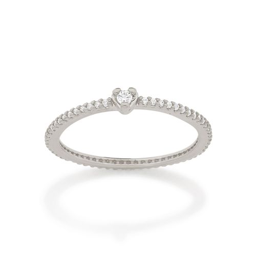 ANEL SOLITÁRIO BANHADO A RHODIUM COM ZIRCÔNIAS