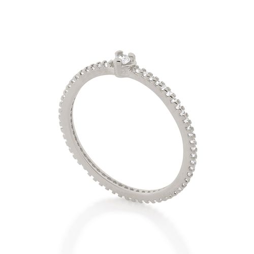 ANEL SOLITÁRIO BANHADO A RHODIUM COM ZIRCÔNIAS