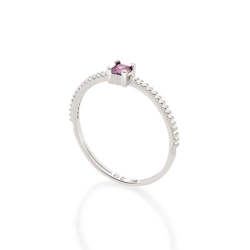 ANEL SOLITÁRIO BANHADO A RHODIUM COM ZIRCÔNIAS