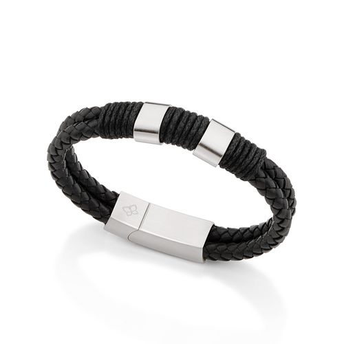 PULSEIRA EM AÇO E COURO 18K SINTÉTICO