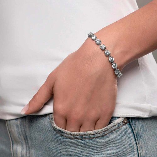 PULSEIRA BANHADA A RHODIUM COM ZIRCÔNIAS REDONDAS