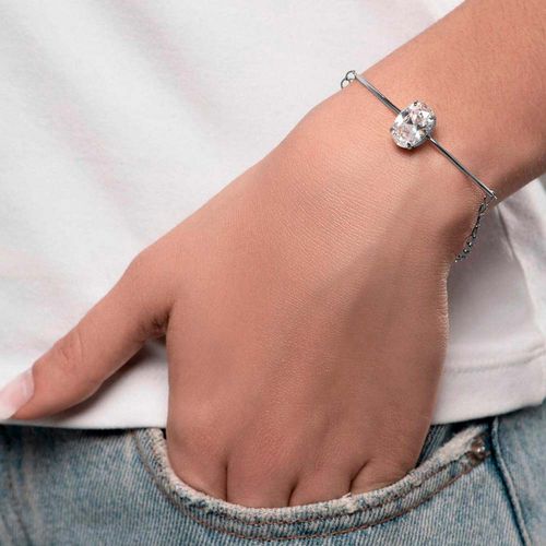 BRACELETE BANHADO A RHODIUM COM ZIRCÔNIA OVAL
