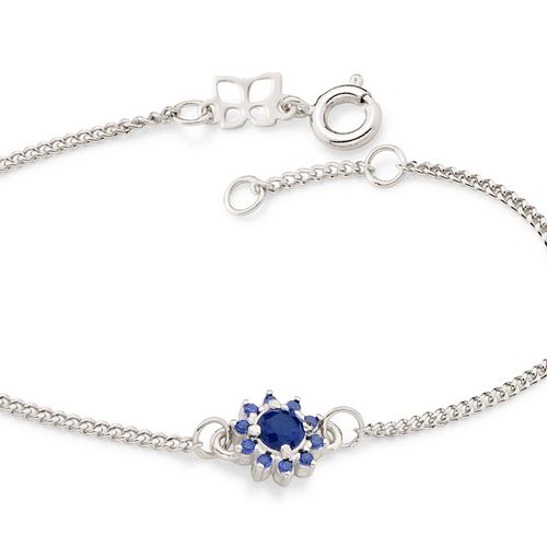 PULSEIRA BANHADA A RHODIUM COM PINGENTE FLOR DE ZIRCÔNIAS