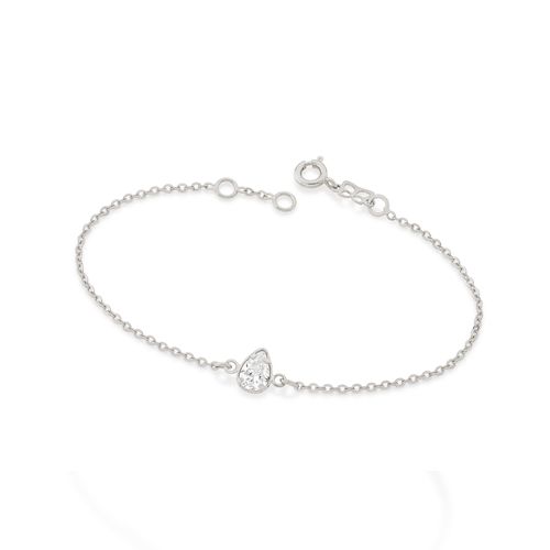 PULSEIRA BANHADA A RHODIUM COM ZIRCÔNIA GOTA