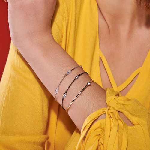 PULSEIRA BANHADA A RHODIUM COM ZIRCÔNIAS NAVETES