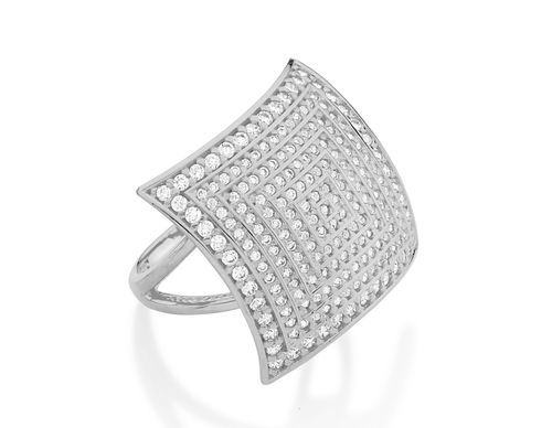 MAXI ANEL BANHADO A RHODIUM COM ZIRCÔNIAS