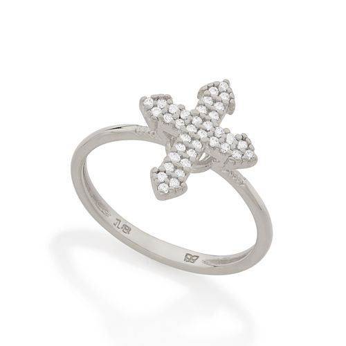 ANEL CRUZ BANHADO A RHODIUM COM ZIRCÔNIAS