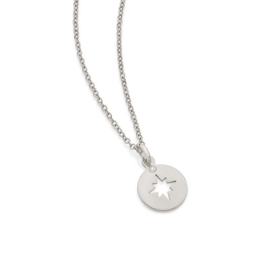 MEDALHA COM ESTRELA VAZADA BANHADA A RHODIUM