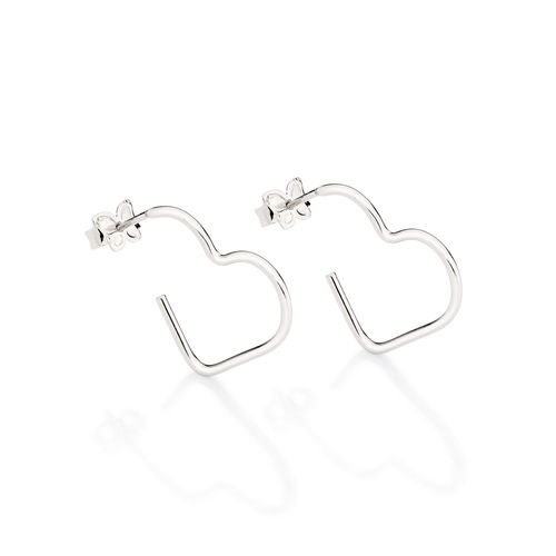 BRINCO MEIA ARGOLA CORAÇÃO BANHADO A PLATINA