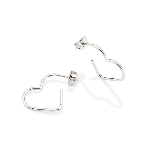 BRINCO MEIA ARGOLA CORAÇÃO BANHADO A PLATINA