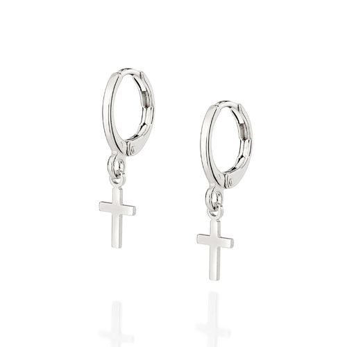 BRINCO ARGOLA CRUZ BANHADO A PLATINA