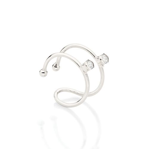 BRINCO PIERCING DE PRESSÃO BANHADO A PLATINA COM ZIRCÔNIAS