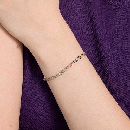 PULSEIRA ELO CADEADO OVAL BANHADA A PLATINA