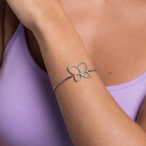 BRACELETE BORBOLETA BANHADO A PLATINA COM ZIRCÔNIAS