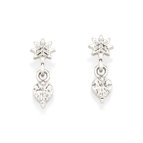 BRINCO COM CORAÇÃO PENDURADO BANHADO A PLATINA