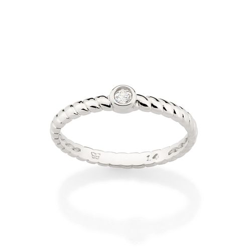 ANEL SOLITÁRIO BANHADO A PLATINA COM ZIRCÔNIA