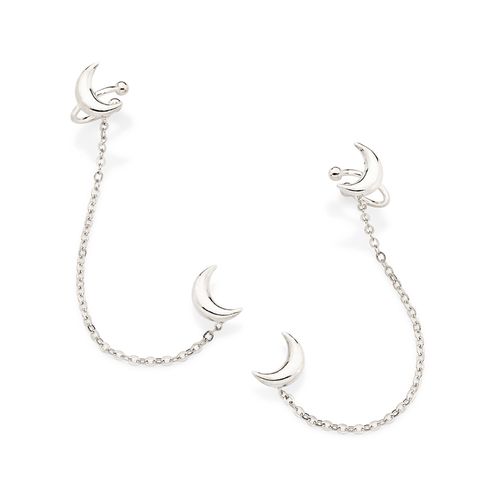 BRINCO EAR CUFF COM PIERCING DE PRESSÃO LUAS BANHADO A PLATINA