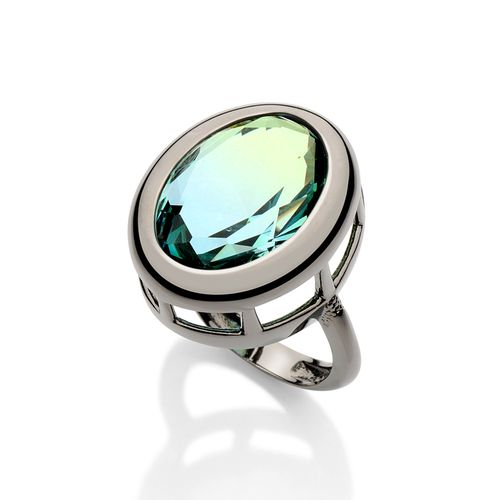 ANEL SOLITÁRIO BANHADO A RHODIUM NEGRO COM CRISTAL