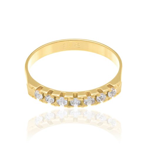 MEIA ALIANÇA BANHADA A OURO 18K COM CRISTAIS