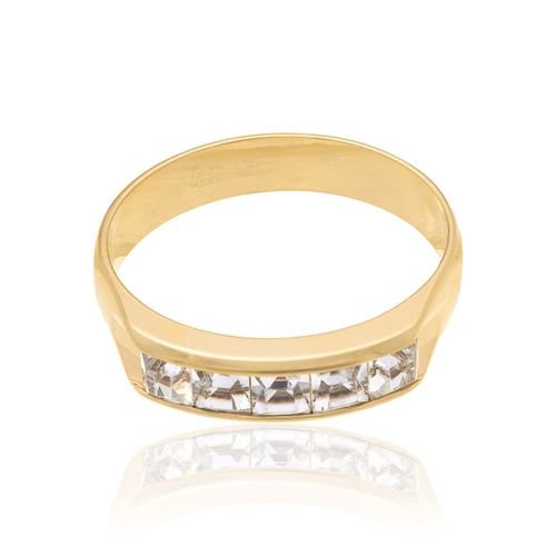 MEIA ALIANÇA BANHADA A OURO 18K COM CRISTAIS