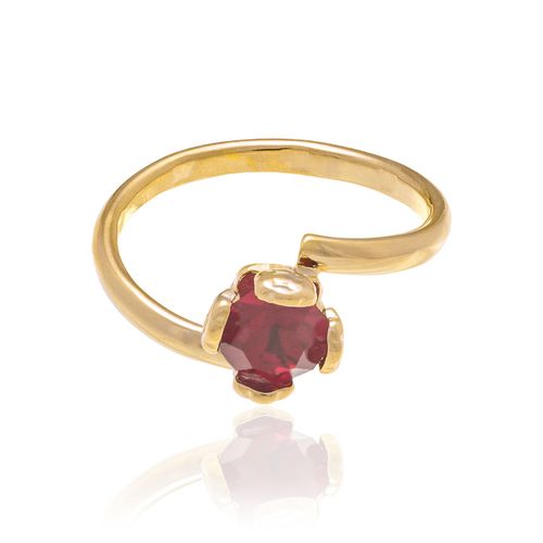 ANEL SOLITÁRIO BANHADO A OURO 18K COM CRISTAL