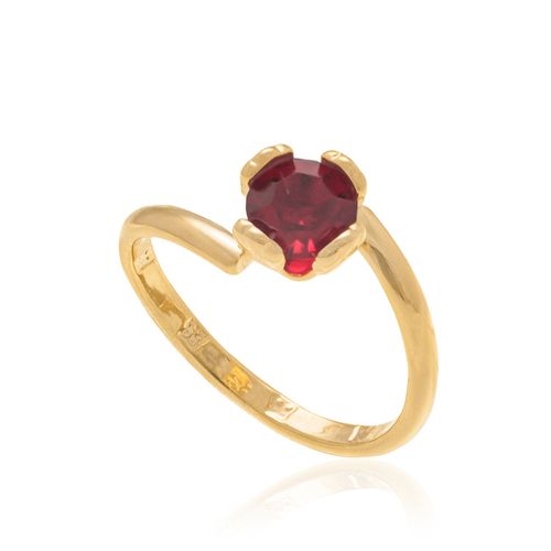 ANEL SOLITÁRIO BANHADO A OURO 18K COM CRISTAL