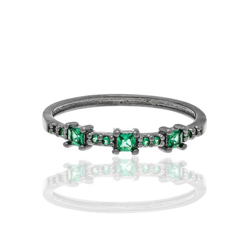 MEIA ALIANÇA BANHADA A RHODIUM NEGRO COM ZIRCÔNIAS