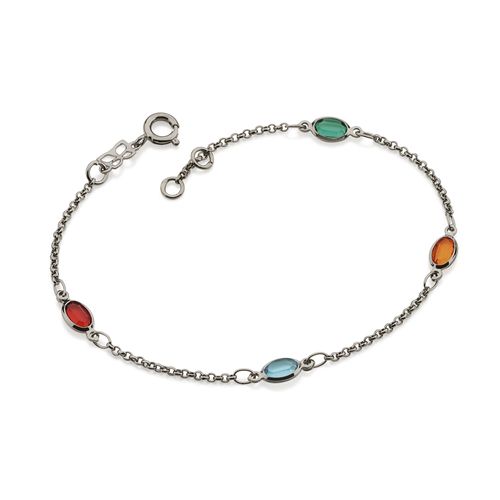 PULSEIRA BANHADA A RHODIUM NEGRO COM CRISTAIS