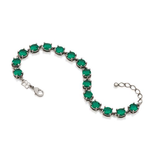 PULSEIRA BANHADA A RHODIUM NEGRO COM CRISTAIS REDONDOS