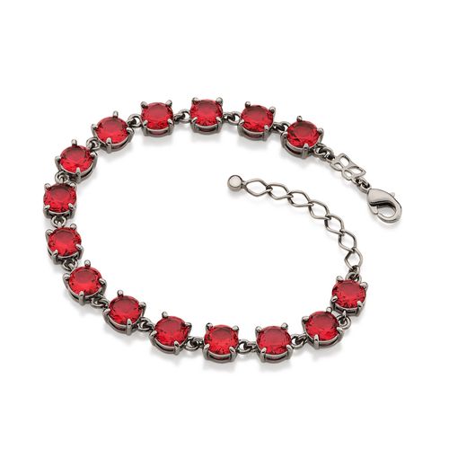 PULSEIRA BANHADA A RHODIUM NEGRO COM CRISTAIS REDONDOS