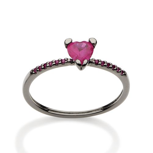 ANEL SOLITÁRIO BANHADO A RHODIUM NEGRO COM ZIRCÔNIA DE CORAÇÃO