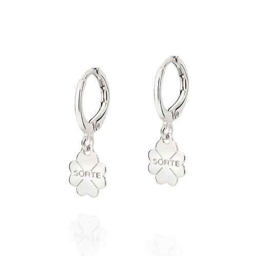 BRINCO ARGOLA TREVO BANHADO A PLATINA