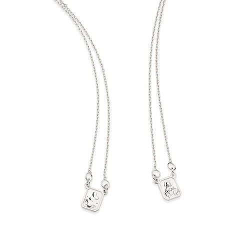 ESCAPULÁRIO CORAÇÃO DE JESUS E NOSSA SENHORA DO CARMO BANHADO A PLATINA