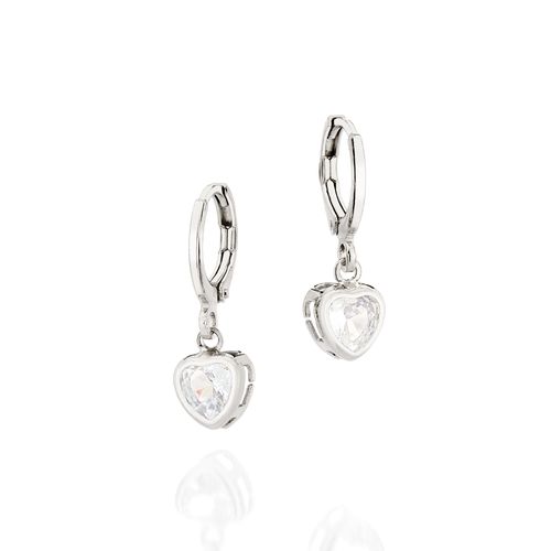 BRINCO ARGOLA COM CORAÇÃO BANHADO A PLATINA COM ZIRCÔNIAS